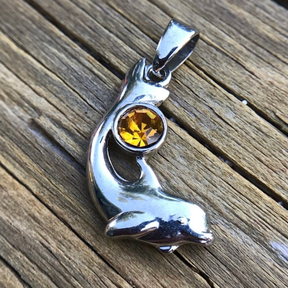Seaworld Silver Tone Dolphin Pendant